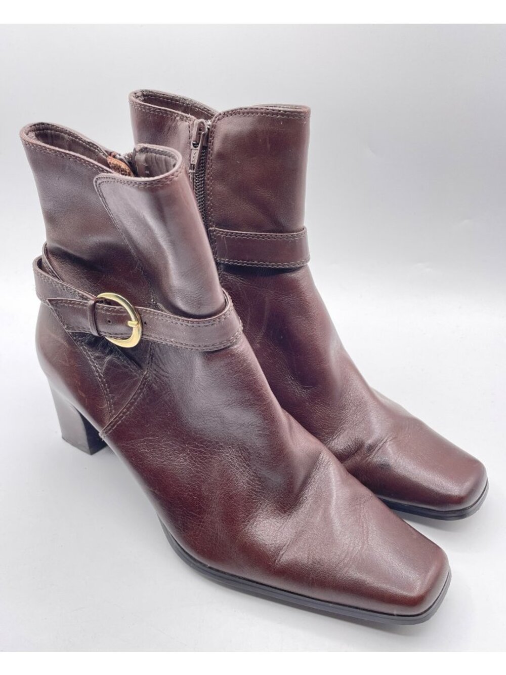 Vintage 90's Nine West Brown Leather Ankle Boots Women Size 8